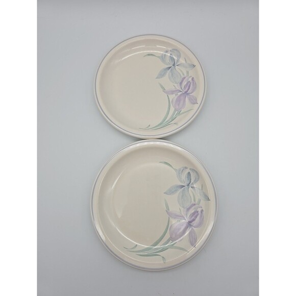 Set of 2 Pfaltzgraff Spring Song Iris 6.5” Bread Cake Plates USA NICE - Picture 1 of 6